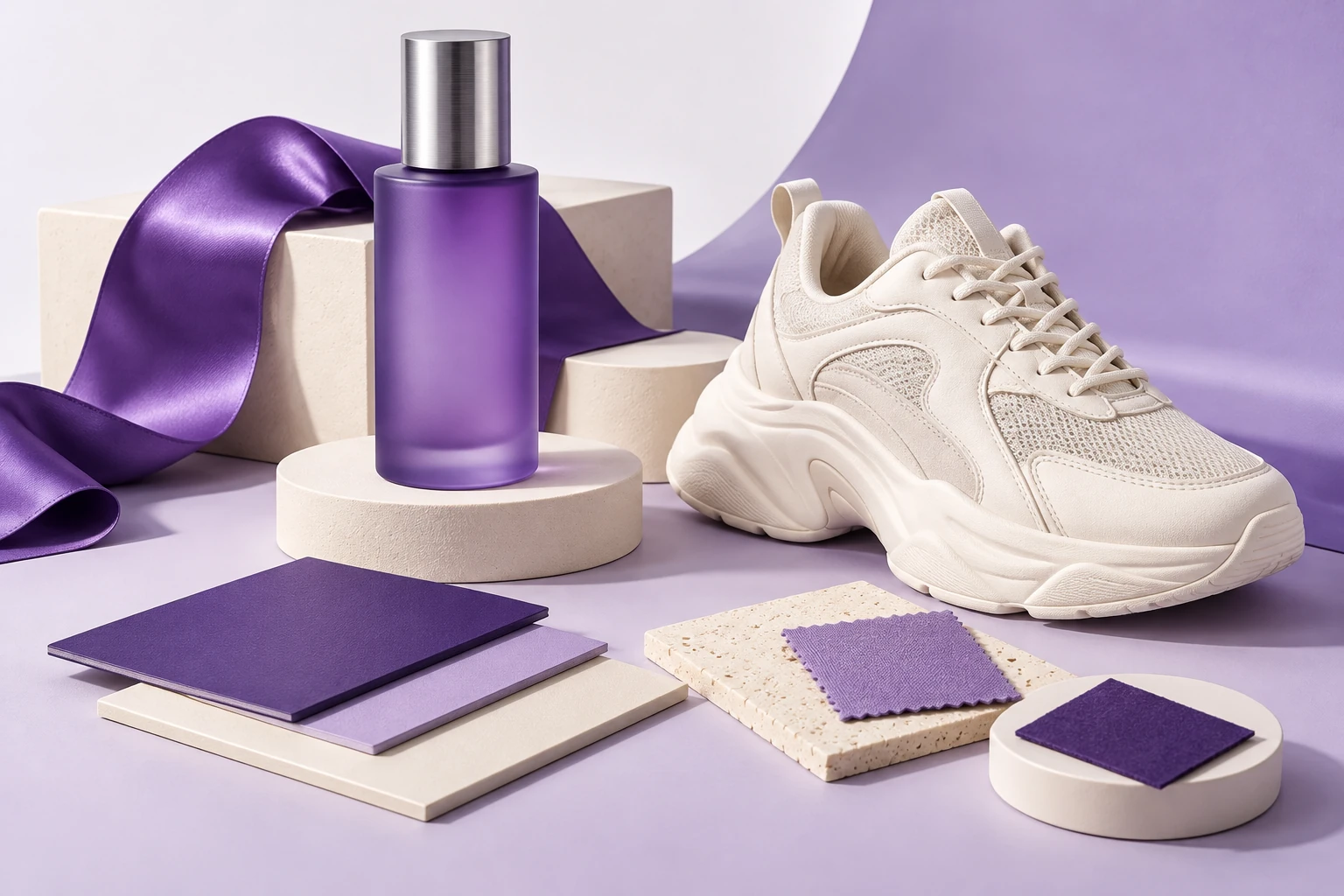A violet creative studio illustrating AI marketing ideas
